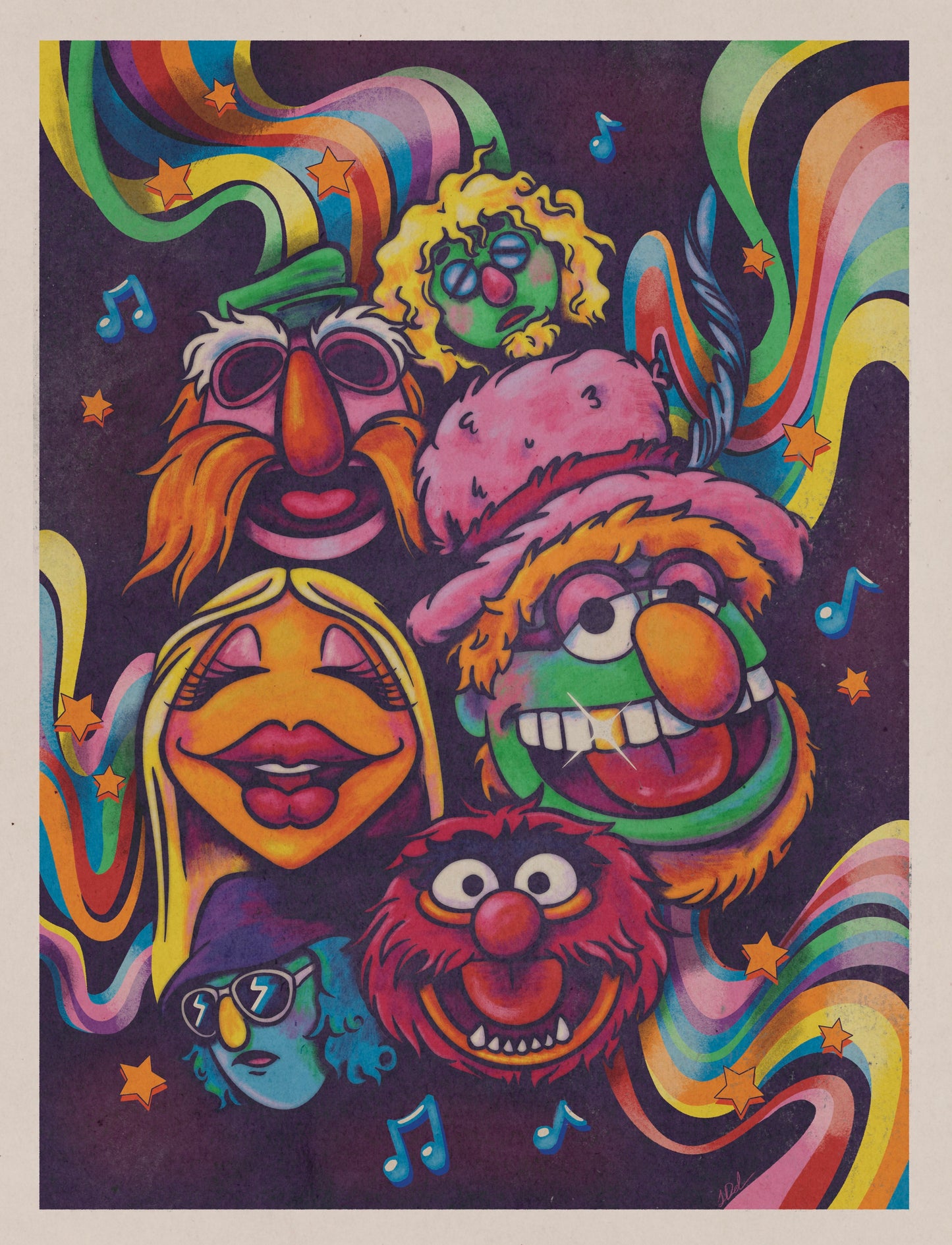 "Rainbow Rockers" Print by JDelaneyDoodles
