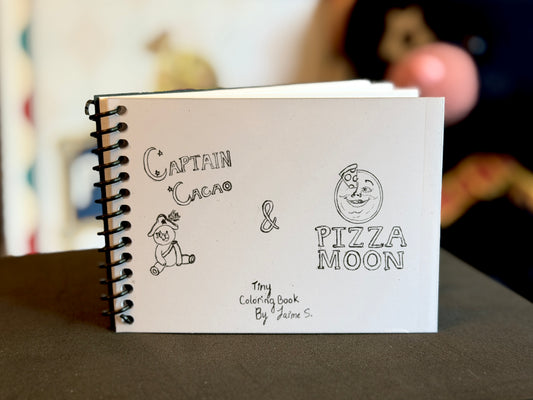 "Captain Cacao and Pizza Moon Tiny Coloring Book" by Jaime Tiny Themepark Art