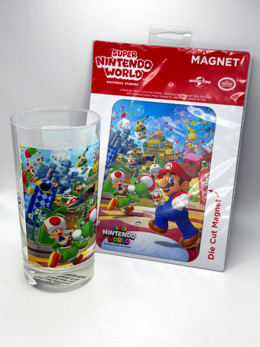 Super Nintendo World Glass & Magnet