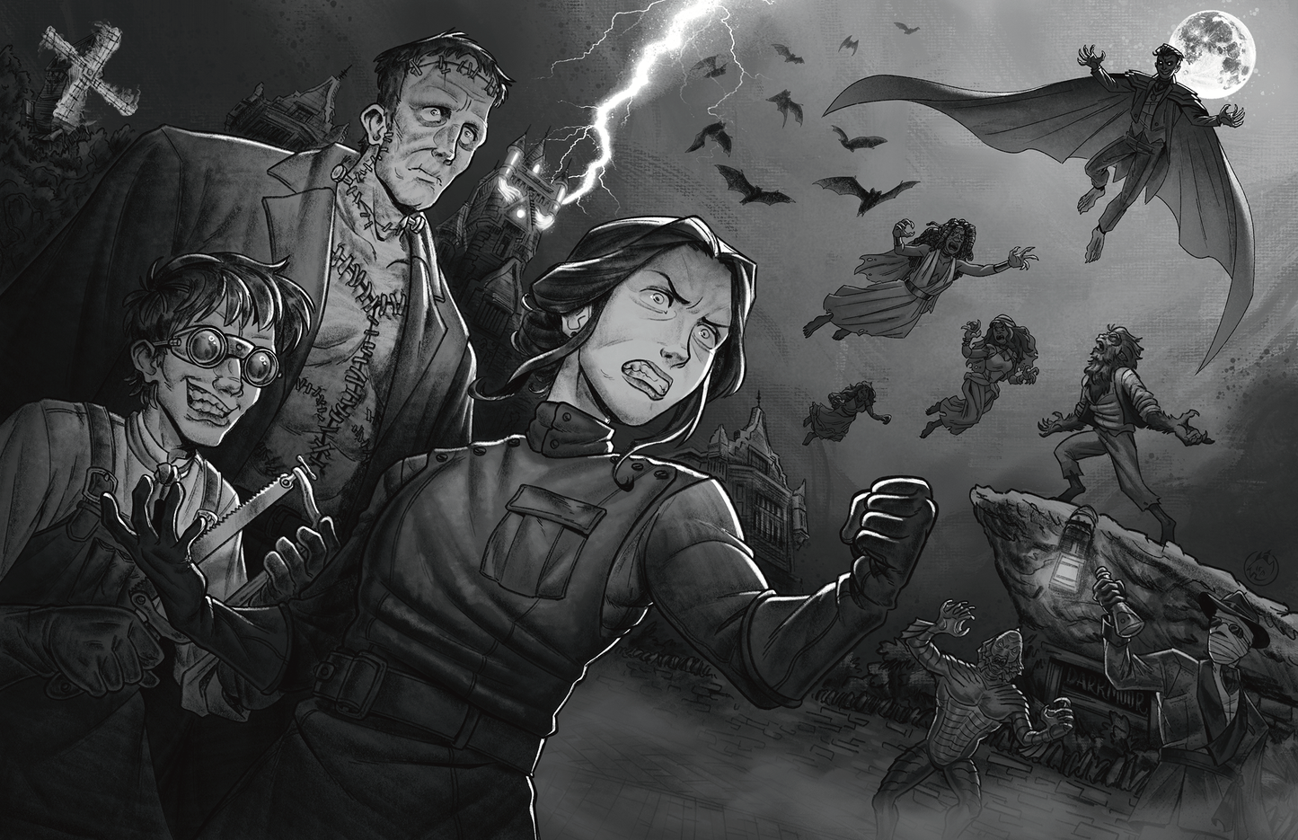 "Darkmoor Showdown" LIMITED Black & White Print by Clara Kay